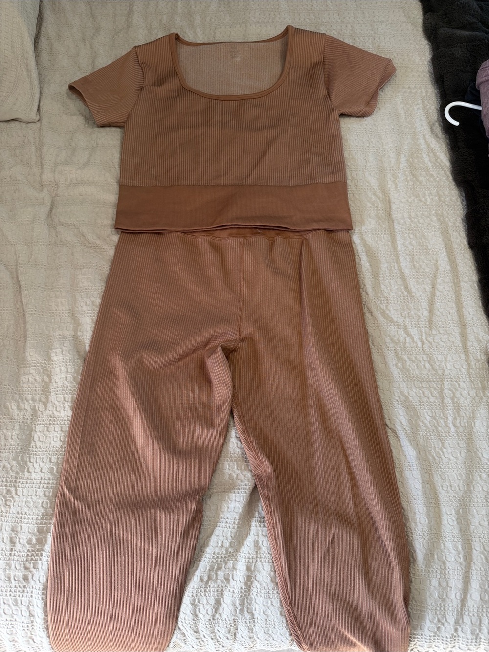aerie offline women’s Ribbed leggings workout Set in Dusty Rose Brown